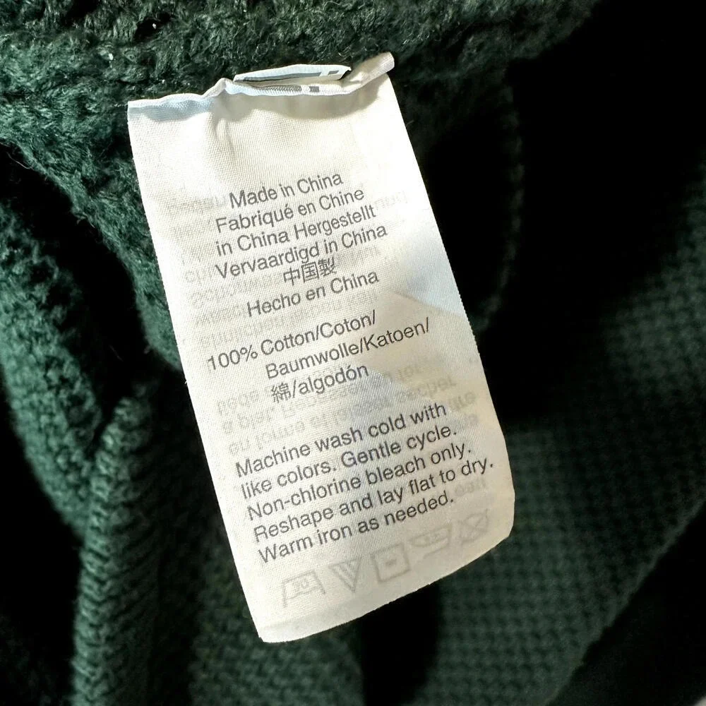 J.Crew Men's Textured‎ Cotton Henley Sweater Green Preppy Heritage Knit M